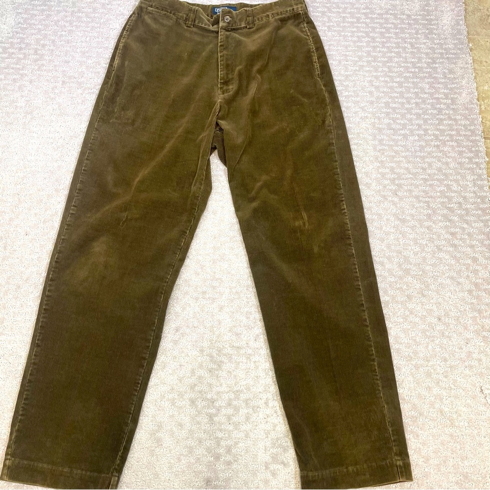 Ralph Lauren Polo Cords Corduroy Trousers men Pants size 34X33 Olive Green/Brown